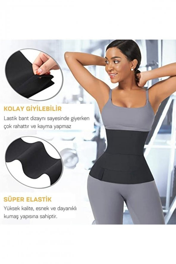 SAUNA SUIT Waist Trainer Inceltici Zayıflatıcı Bele Dolamalı Kum Saati 4m Sarma Bel Korsesi - 6