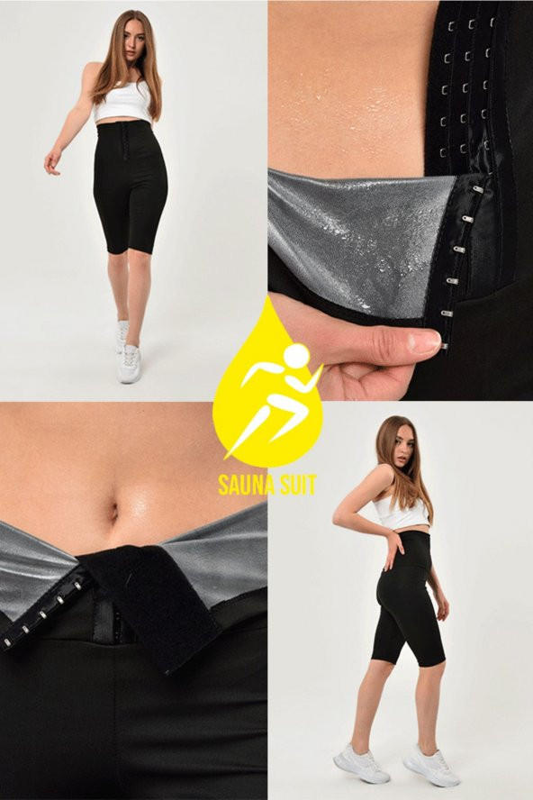 SAUNA SUIT Unisex 100 Orijinal 3 Kademeli Agraflı Termal Şort Ile Günlük Ve Spor Ile Terle Zayıfla Incelyky - 6