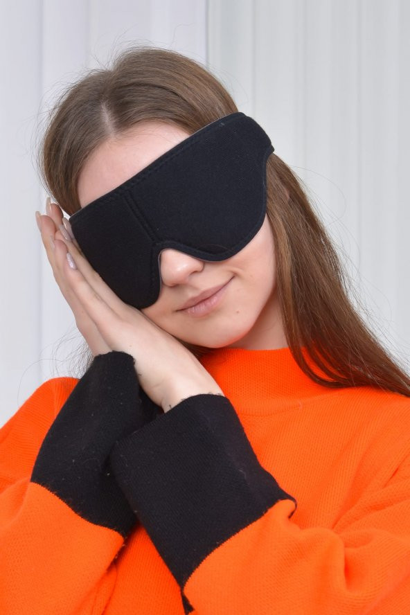 SAUNA SUIT Yıkanabilir Siyah Pamuklu Uyku Maskesi Göz Bandı