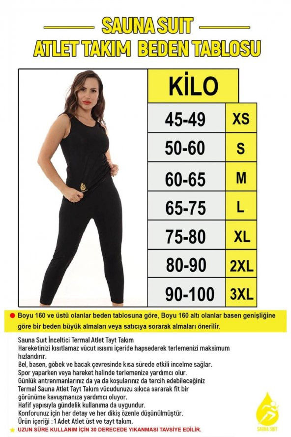SAUNA SUIT Unisex 100 Orijinal Sauna Atlet Ve Tayt Alt Üst Termal Korse Takımla Terle Zayıfla Incelyky - 2