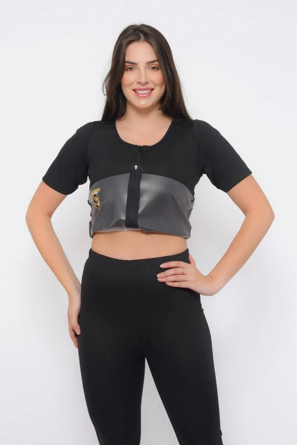 SAUNA SUIT Kadın Zayıflama Incelme Yağ Yakma Termal Terleten Tayt Ve Fermuarlı Takım