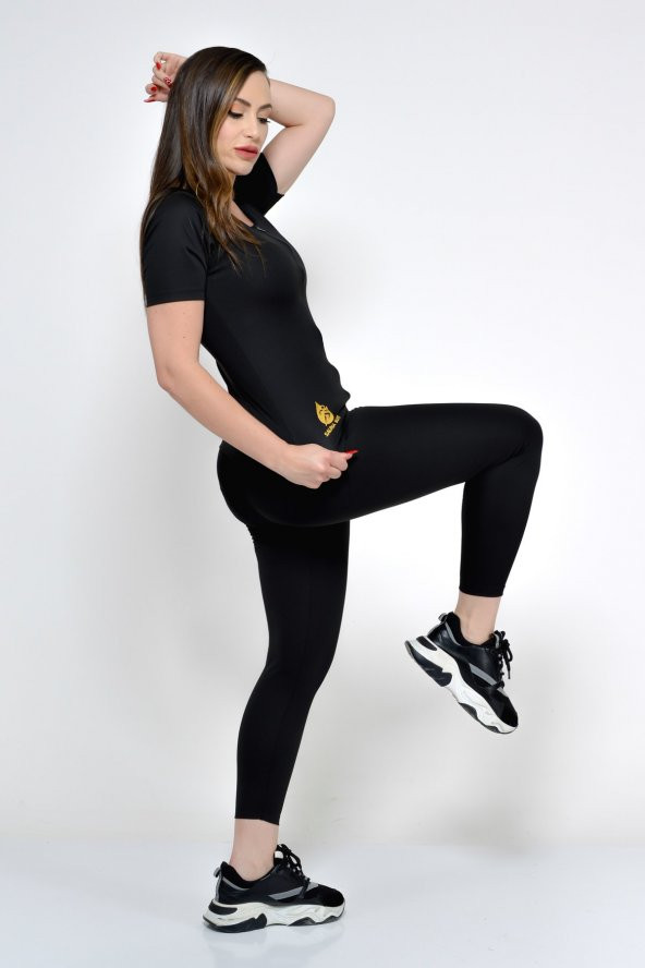 SAUNA SUIT Unisex Fermuarlı Yarım Kollu Ve Tayt Alt Üst Termal Takımla - 6