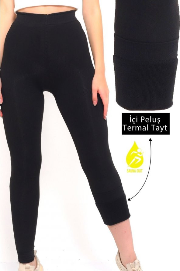 SAUNA SUIT Unisex Terletmeyen Eksra Yüksek Bel Günlük Kullanım Likralı Termal Tayt - 3