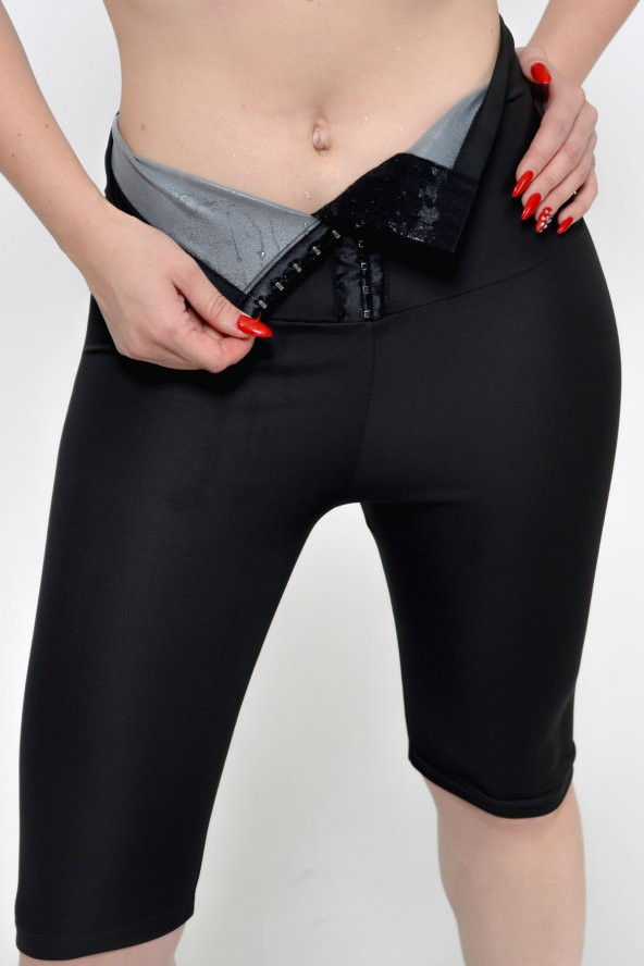 SAUNA SUIT Unisex 100 Orijinal 3 Kademeli Agraflı Termal Şort Ile Günlük Ve Spor Ile Terle Zayıfla Incelyky - 4