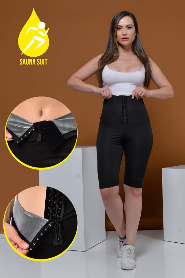 SAUNA SUIT Unisex 100 Orijinal 3 Kademeli Agraflı Termal Şort Ile Günlük Ve Spor Ile Terle Zayıfla Incelyky - 5