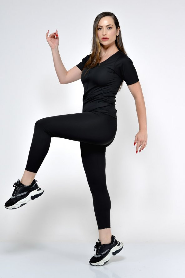 SAUNA SUIT Unisex 100 Orijinal Fermuarlı Yarım Kollu Ve Tayt Alt Üst Termal Takımla Terle Zayıfla Incelyky - 7