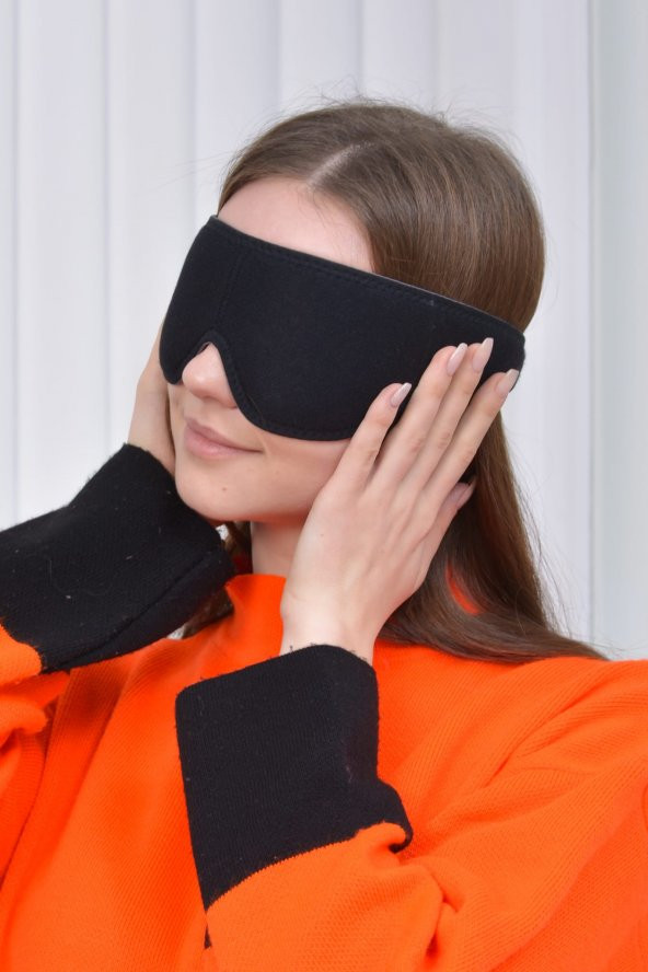 SAUNA SUIT Yıkanabilir Siyah Pamuklu Uyku Maskesi Göz Bandı - 2