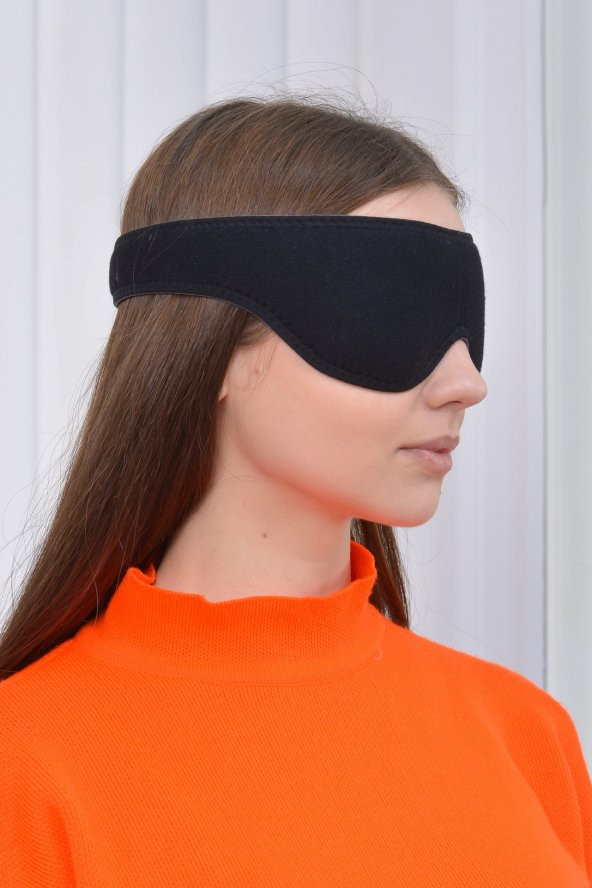 SAUNA SUIT Yıkanabilir Siyah Pamuklu Uyku Maskesi Göz Bandı - 3