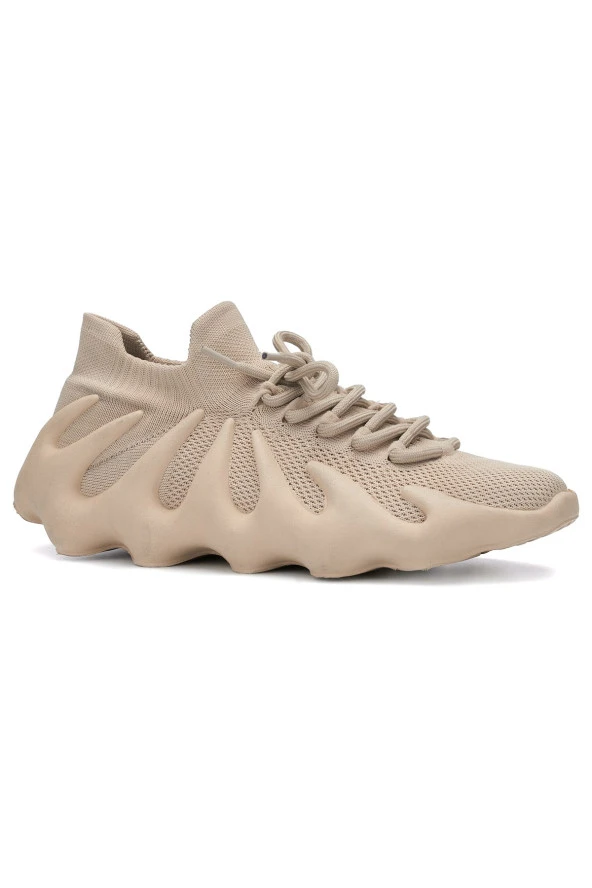 Günlük Kadın Sneaker Bağcıklı Streç Çorap Tırtıklı Taban Esnek Rahat Spor Ayakkabı TB-64 - 2