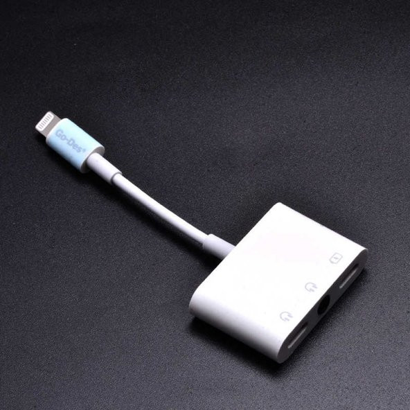 Go Des GD-UC018 Lightning Kulaklık - Şarj - 3.5 mm Aux Dönüştürücü Adaptör - Resim 2