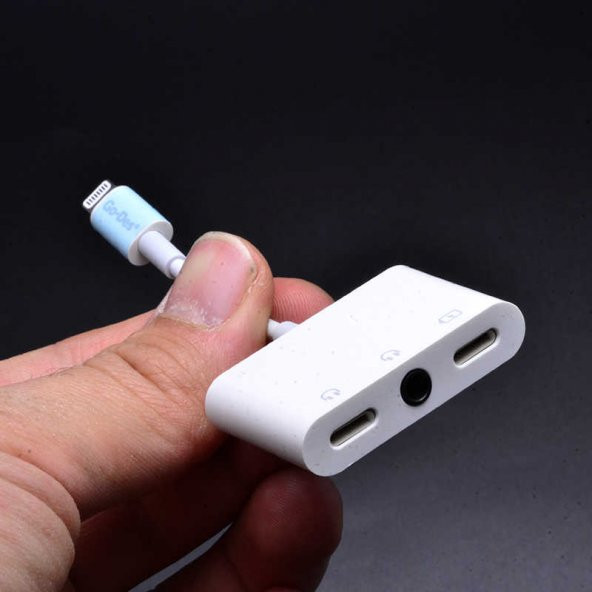 Go Des GD-UC018 Lightning Kulaklık - Şarj - 3.5 mm Aux Dönüştürücü Adaptör - Resim 4