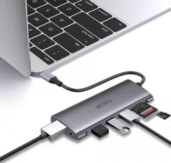 Wiwu Alpha 11312H 11 in 1 Type-C Hub HDMI 4K + VGA + RJ45 Ethernet + Aux Çoğaltıcı Dönüştürücü - Resim 2