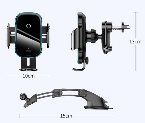 Baseus 15W Ultra Hızlı 2İN1 Torpido Üstü ve Havalandırma Wireless Kablosuz Araç Şarjı Telefon Tutucu - 5