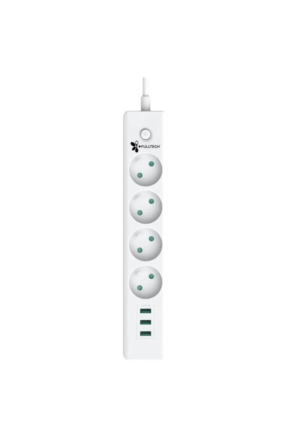 FullTech Termal Akım Korumalı Uzatma Kablosu 4 Lü 3XUsb Li  2 MT 10 Amper FTR-06 - 2