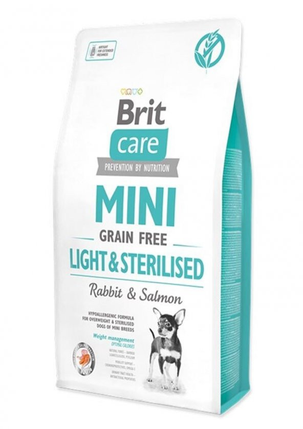 Brit Care Adult Mini Light & Sterilised Tavşanlı Kısırlaştırılmış Küçük Irk Diyet Köpek Maması 2 Kg