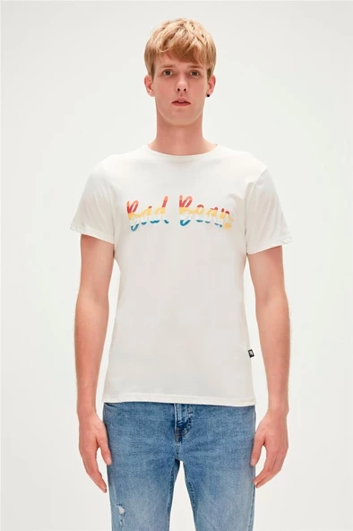 Bad Bear MANUSCRIPT T-SHIRT OFF-WHITE Erkek Tişört Beyaz S-XXL