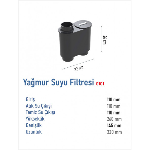 Tankplast Dikey İnişli Boru Tipi Yağmur Filtresi YFDI 0101 - 2