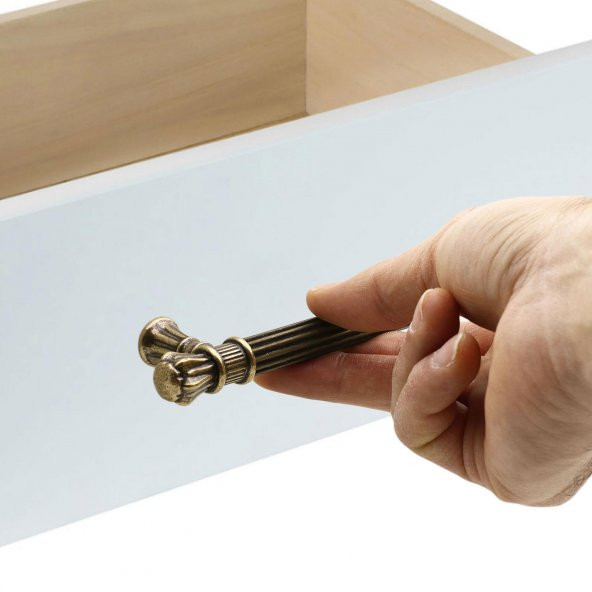 Çekmece Dolap Kapak Kulpu Kulbu 128 mm Antik Sarı Metal Kulp - Resim 2