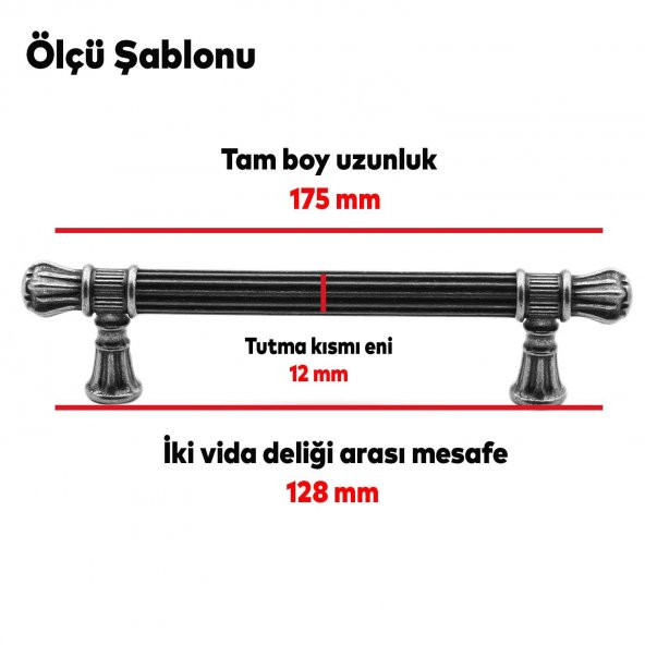 Çekmece Dolap Kapak Kulpu Kulbu 128 mm Antik Sarı Metal Kulp - Resim 3