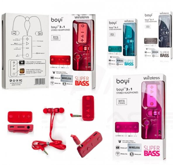 Boyi 3 in 1 Kulak İçi Bluetooth Kulaklık - 1