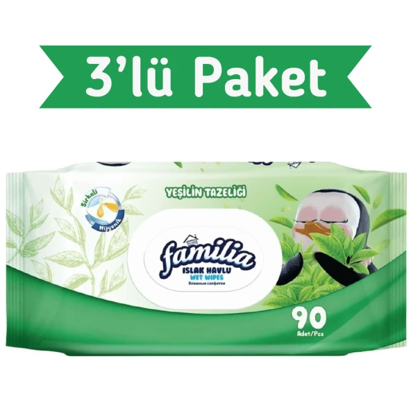 Familia Yeşilin Tazeliği Islak Havlu Mendil 90x3 270 Yaprak
