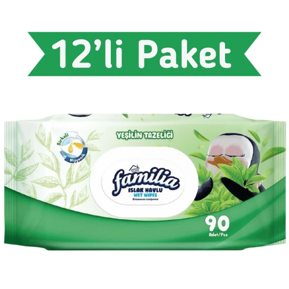 Familia Yeşilin Tazeliği Islak Havlu Mendil 90x12 1080 Yaprak