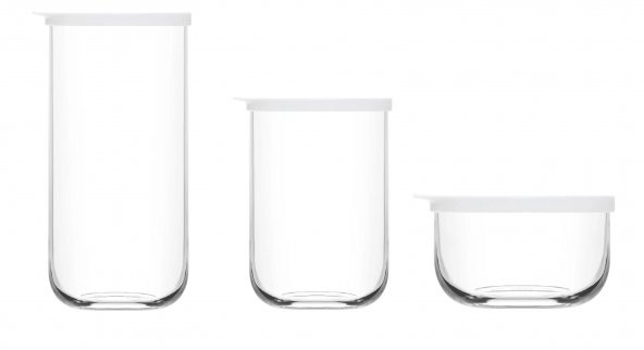 Lav duo saklama kabı 6 lı - cam kavanoz erzak saklama kabı seti takımı 3 boy beyaz - Resim 2