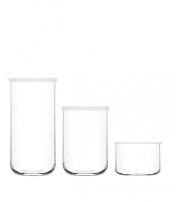 Lav duo saklama kabı 6 lı - cam kavanoz erzak saklama kabı seti takımı 3 boy beyaz - Resim 3