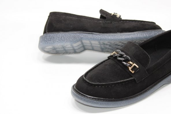 CASSO KAUÇUK ŞEFFAF KAYMAZ TABAN BAĞSIZ KOLAY GİYİM ZİNCİR TOKA DETAY KADIN GÜNLÜK BABET - 3