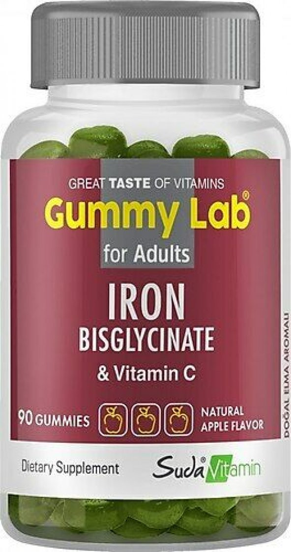 Suda Vitamin Gummy Lab Iron Bisglycinate Elma Aromalı 90 Gummies