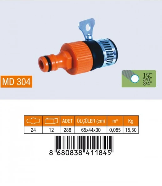 1/2 MUSLUK BAGLANTI ADAPTÖRÜ KELEPÇELİ MD304