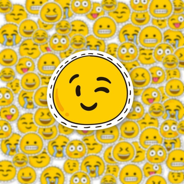 SitickerHub Göz Kırpan Emoji Laptop ve Telefon Sticker - Çıkartma max.8cm - 2