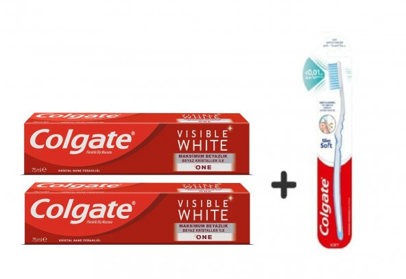 Colgate Visible White Maksimum Beyazlık Diş Macunu 75 ml + 1  Adet Diş Fırçası Slim  Soft