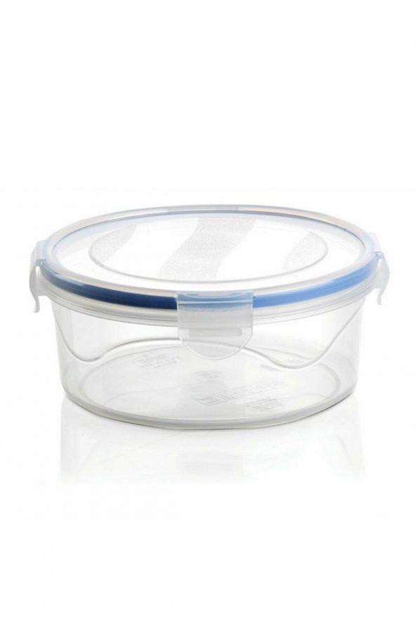 Plastik Kapaklı Şeffaf Kilitli Yuvarlak Saklama Kabı 0,750 Ml