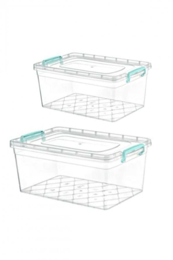 Plastik Kapaklı Şeffaf Kilitli Saklama Kabı 2 Adet 2 Lt + 1 Lt