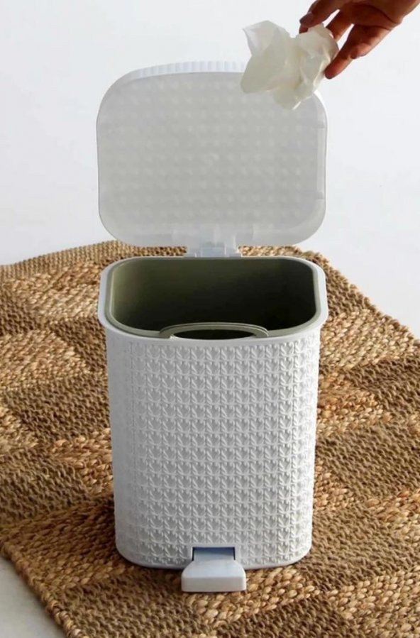 Örgü Desenli Pedallı Çöp Kovası 6 lt - 2