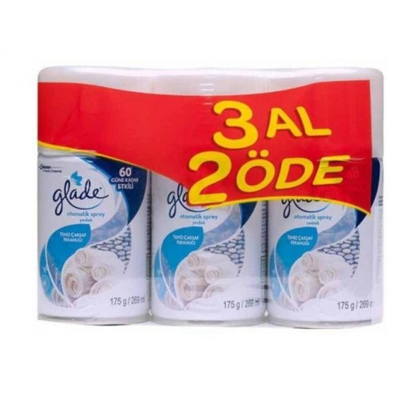 Glade Otomatik Sprey Oda Kokusu Yedek Temiz Çarşaf Ferahlığı 3 X 269 ml