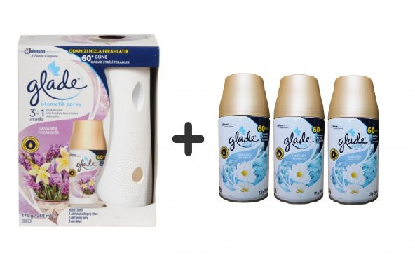 Glade Otomatik Sprey Sistem + Lavanta Ferahlığı +Temizliğin  Ferahlığı 3 x 269 Ml