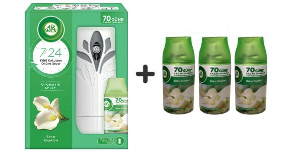 Air Wick Oda Kokusu Freshmatic Bahar Çiçekleri Kit+ Yedek 250 Ml + 70 Güne Kadar Ferahlık 3 x 250 Ml