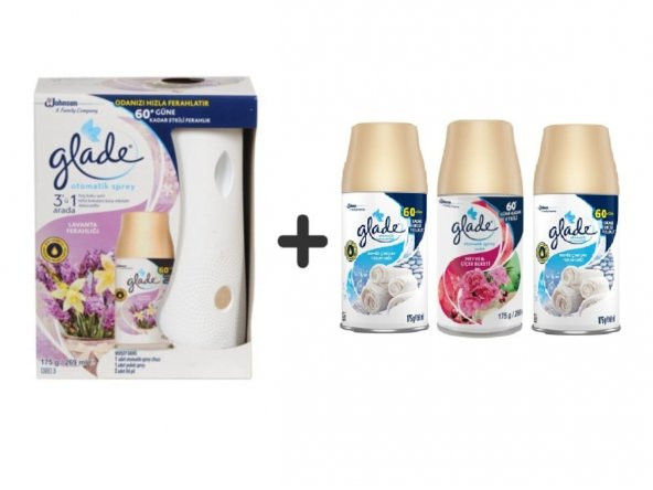 Glade Otomatik Sistem+Lavanta +Temiz Çarşaf Ferahlıx Meyve&Çiçek Buketi x Temiz Çarşaf Ferahlı 3x269ml