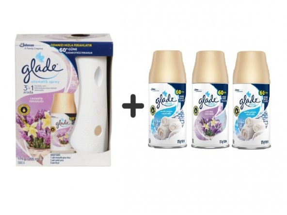 Glade Otomatik Sistem + Lavanta Ferahlığı + Temiz Çarşaf Ferahlı x Lavanta xTemiz Çarşaf Ferahlı 3x269ml