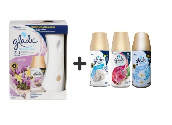 Glade Otomatik Sistem Lavanta +Temiz Çarşaf Ferahlıx Meyve&Çiçek Buketi x Temizliğin Ferahlı 3x269ml