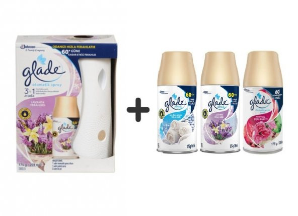 Glade Otomatik Sprey + Lavanta + Temiz Çarşaf Ferahlığı x Lavanta x Meyve& Çiçek Buketi 3x269 Ml