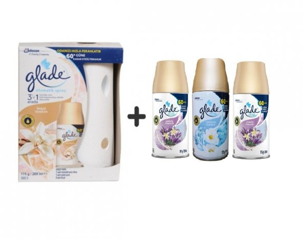 Glade Otomatik Sprey+ Ipeksi Vanilya+ Lavanta x Temizliğin Ferahlığı x Lavanta Ferahlığı 3x269 Ml