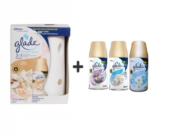 Glade Otomatik Sprey+ İpeksi Vanilya+ Lavanta x Temiz Çarşaf Ferahlı x Temizliğin Ferahlığı 3x269Ml