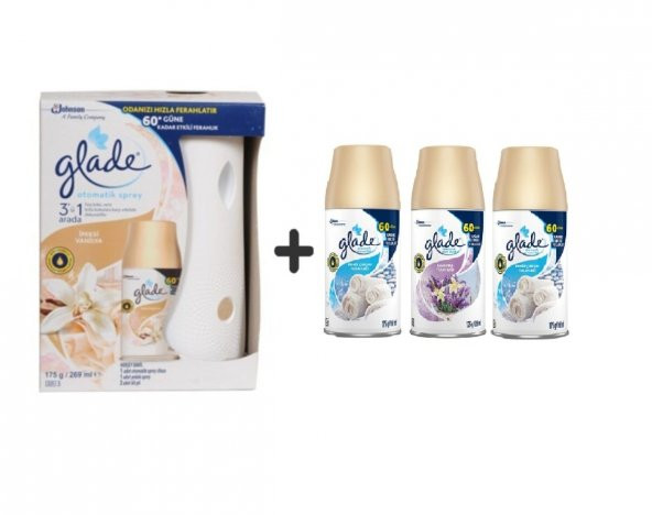 Glade Otomatik Sprey+ İpeksi Vanilya+ Temiz Çarşaf Ferahlı x Lavanta x Temiz Çarşaf Ferahlı 3x269ml