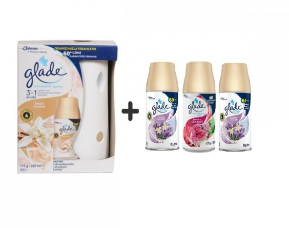 Glade Otomatik Sprey + İpeksi Vanilya +  Lavanta Ferahlığı x Meyve&çiçek Buketix Lavanta 3x269 Ml