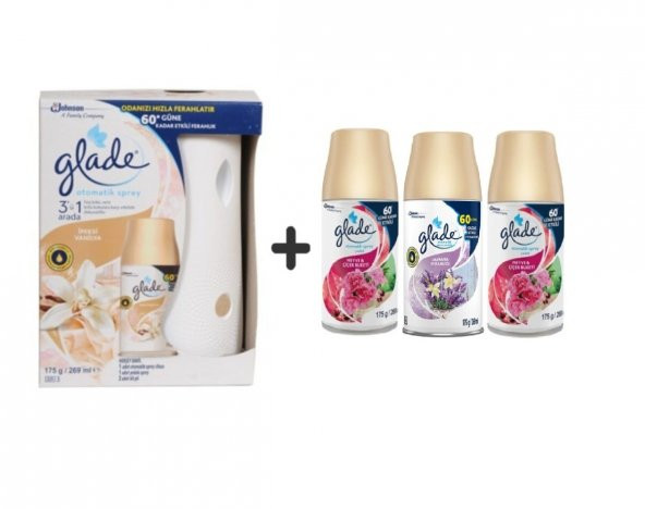 Glade Otomatik Sprey+ İpeksi Vanilya + Meyve& Çiçek Buketi x Lavanta x Meyve& Çiçek Buketi 3x269 Ml