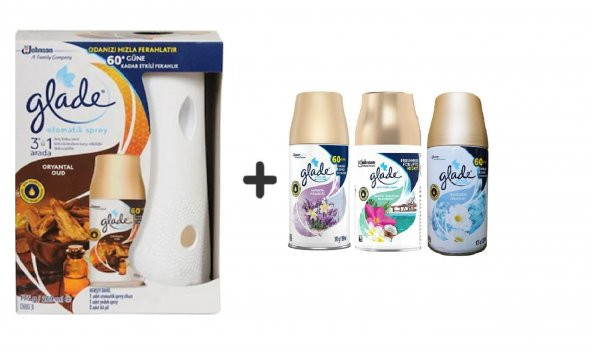 Glade Otomatik Sprey x Oryantal Oud x Lavanta Ferahlığı x Tropikal x Temizliğin Ferahlığı 3 x 269 Ml