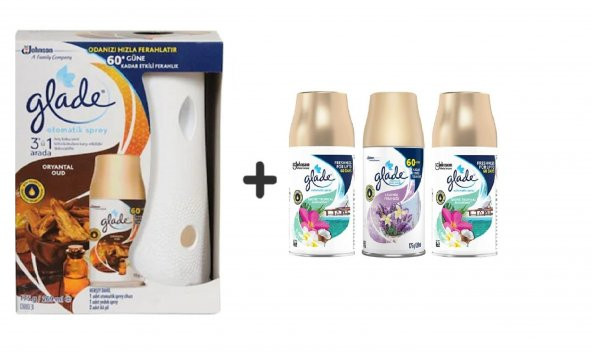 Glade Otomatik Sprey x Oryantal Oud x Tropikal x  Lavanta Ferahlığı x  Tropikal Floral 3 x 269 Ml